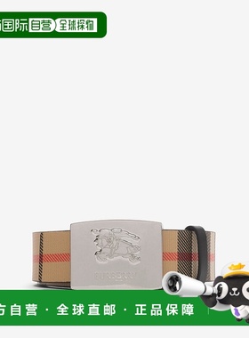 自营欧洲直邮Burberry博柏利 Knight系列男士沙色/黑色小牛皮格纹