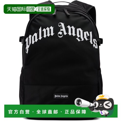 香港直邮Palm Angels 棕榈天使 男士 黑色 Curved Logo 双肩包 PM