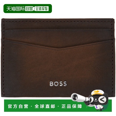 1h可退 香港直邮BOSS 波士 男士 棕色 Logo Lettering 卡包 50529