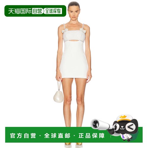 香港直邮Self-Portrait 女士 绉纱珍珠色蝴蝶结迷你连衣裙 SS2525