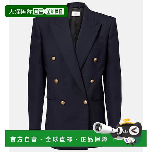 1h可退 香港直邮Saint Laurent 圣罗兰 女士 chine 双排扣羊毛西