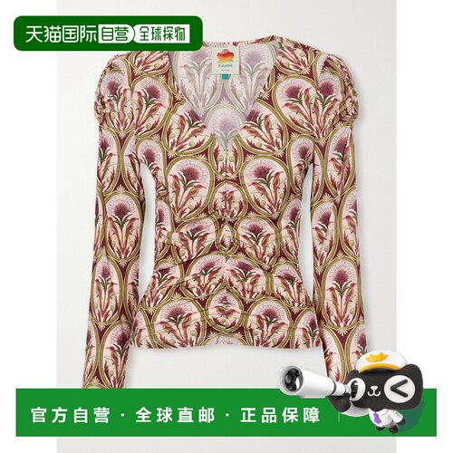 香港直邮FARM RIO 女士 Garden Medal 印花褶皱毛线衫 3609482604
