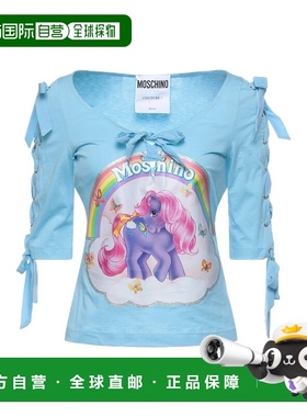 香港直邮Moschino 莫斯奇诺 女士 T恤 blue蓝色 舒适时尚