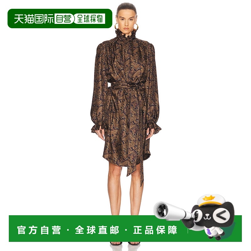 香港直邮Saint Laurent 圣罗兰 女士 立领长袖连衣裙 828304Y6K90