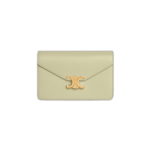 欧洲直邮CELINE(思琳) 女士TRIOMPHE亮泽牛皮革链条钱包斜挎包