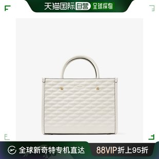 欧洲直邮JIMMY CHOO Avenue Tote_3D打印钻石图案白色皮革托特