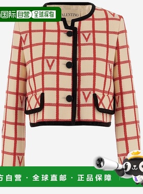 香港直邮valentino 华伦天奴 女士 VLOGO 格纹夹克 7B3CE4K09JN