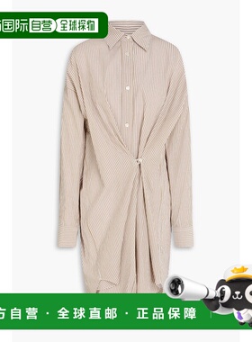 香港直邮ISABEL MARANT 女士 条纹棉真丝薄绸衬衫式连衣裙 RO0006