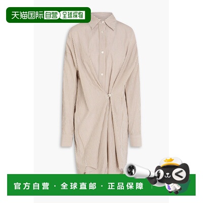 香港直邮ISABEL MARANT 女士 条纹棉真丝薄绸衬衫式连衣裙 RO0006