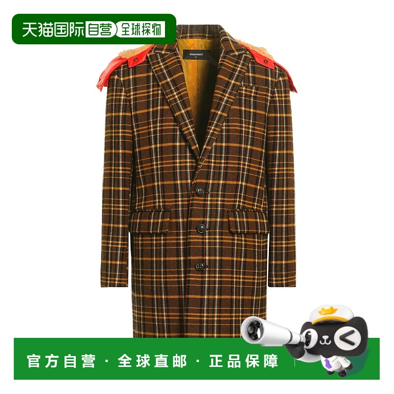 1h可退 香港直邮Dsquared2 二次方 男士 大衣 brown棕色 舒适时尚
