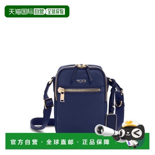 自营欧洲直邮Tumi途明 Voyageur女士靛蓝色/浅金色尼龙拉链开合斜