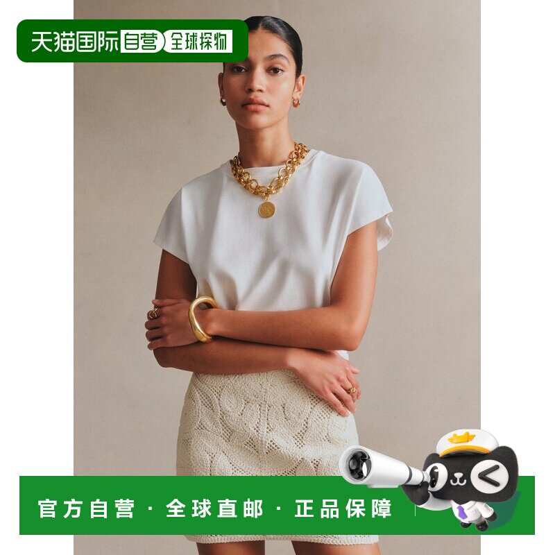 自营欧洲直邮Sezane MALIA女士象牙白棉质蕾丝短裙
