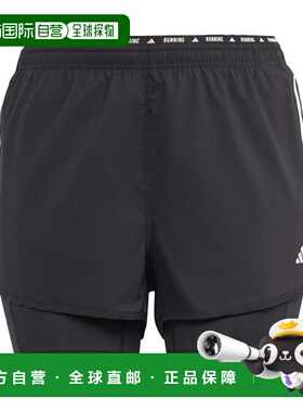 自营欧洲直邮Adidas阿迪达斯 OWN THE RUN 女士黑色聚酯短裤