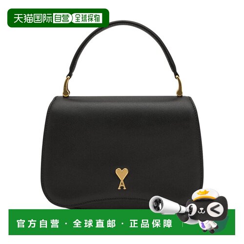 自营欧洲直邮AMI PARIS Paris Paris女士黑色牛皮革单肩包手提包
