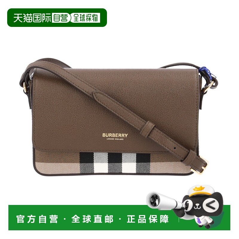自营欧洲直邮Burberry/博柏丽 女士棕色皮革帆布格纹印花徽标单肩,箱包皮具/热销女包/男包,通用款女包,淘宝优惠券,粉丝福利购,淘宝优惠卷