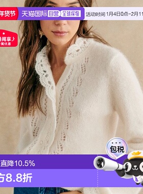 自营欧洲直邮Sezane 女士奶油色马海毛/羊毛/聚酰胺开衫新款