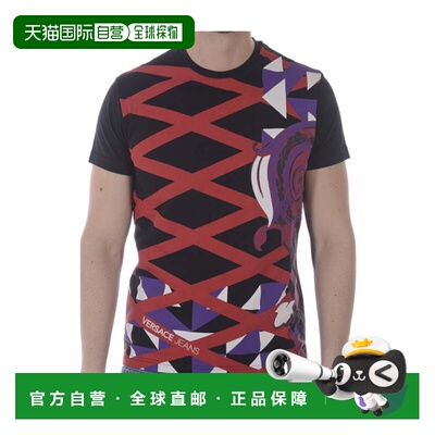 1h可退 香港直邮VERSACE JEANS 男士T恤 B3GRA74CNEROBLACK SS202