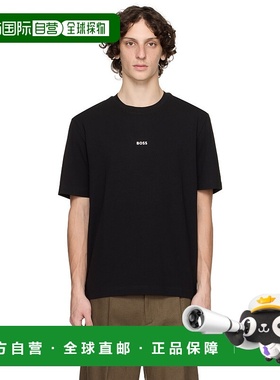 香港直邮BOSS 波士 男士 黑色 Relaxed-Fit Logo Print T 恤 5047