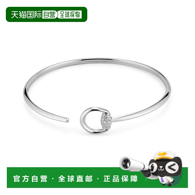 自营欧洲直邮GUCCI古驰 Horsebit 18K白金钻石配饰男女通用手镯