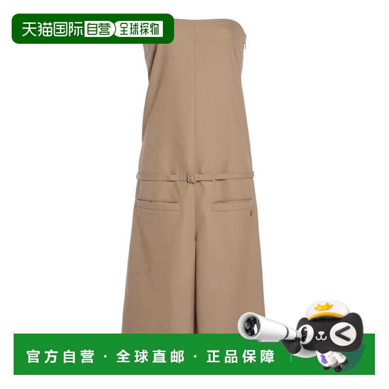 1h可退 美国直邮Courreges 女士 束带棉质帆布连体裤 brown棕色