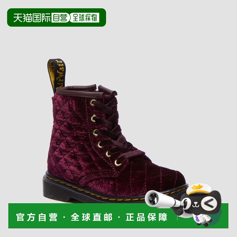 欧洲直邮DrMartens马丁大夫 1460儿童紫色天鹅绒系带靴小童款