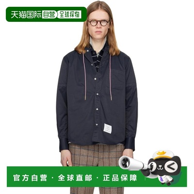 1h可退 香港直邮Thom Browne 汤姆 布朗 男士 海军蓝 Hooded Nylo
