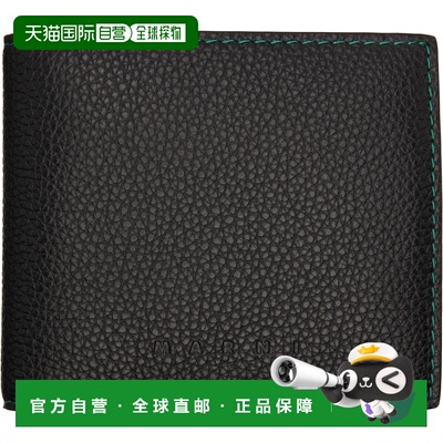 香港直邮Marni 玛尼 男士 黑色 Contrast Stitching Leather 钱包