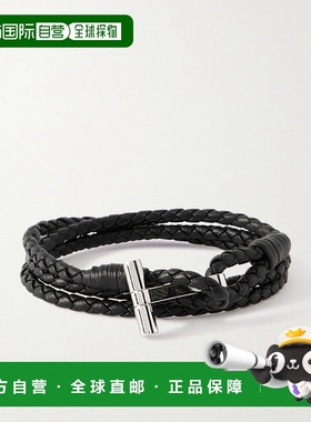 香港直邮Tom Ford 汤姆 福特 男士 编织皮革镀银手链手链 JM005IC