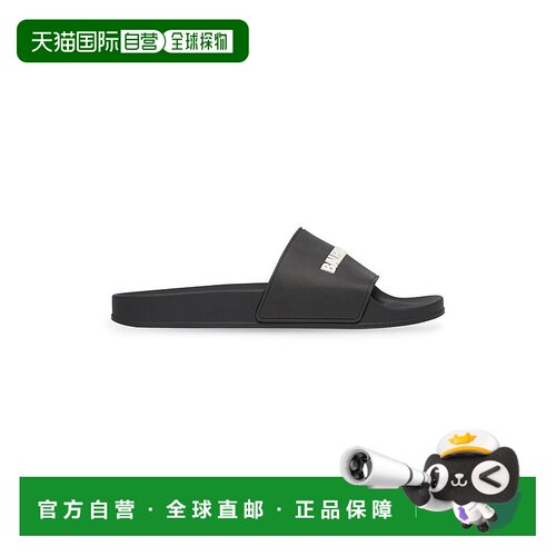自营欧洲直邮Balenciaga巴黎世家 Pool男士黑色聚氨酯logo标识凉