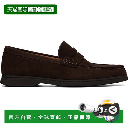 香港直邮BOSS 波士 男士 棕色 Suede Logo Penny Trim 乐福鞋 505