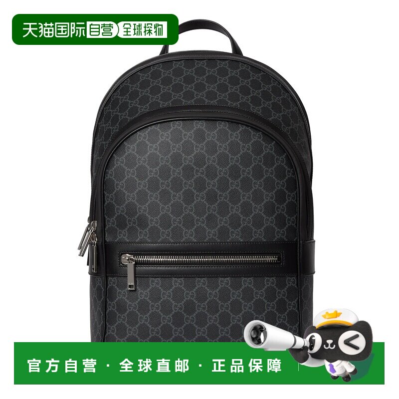 自营欧洲直邮GUCCI古驰 Porter黑色GG Supreme帆布中号双肩包图片