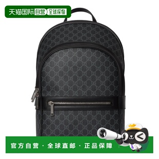 自营欧洲直邮GUCCI古驰 Porter黑色GG Supreme帆布中号双肩包