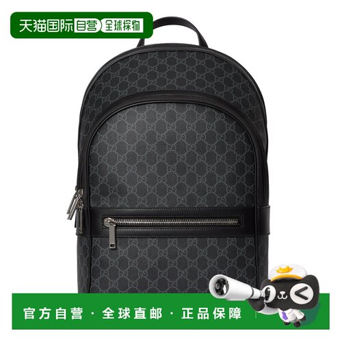 自营欧洲直邮GUCCI古驰 Porter黑色GG Supreme帆布中号双肩包