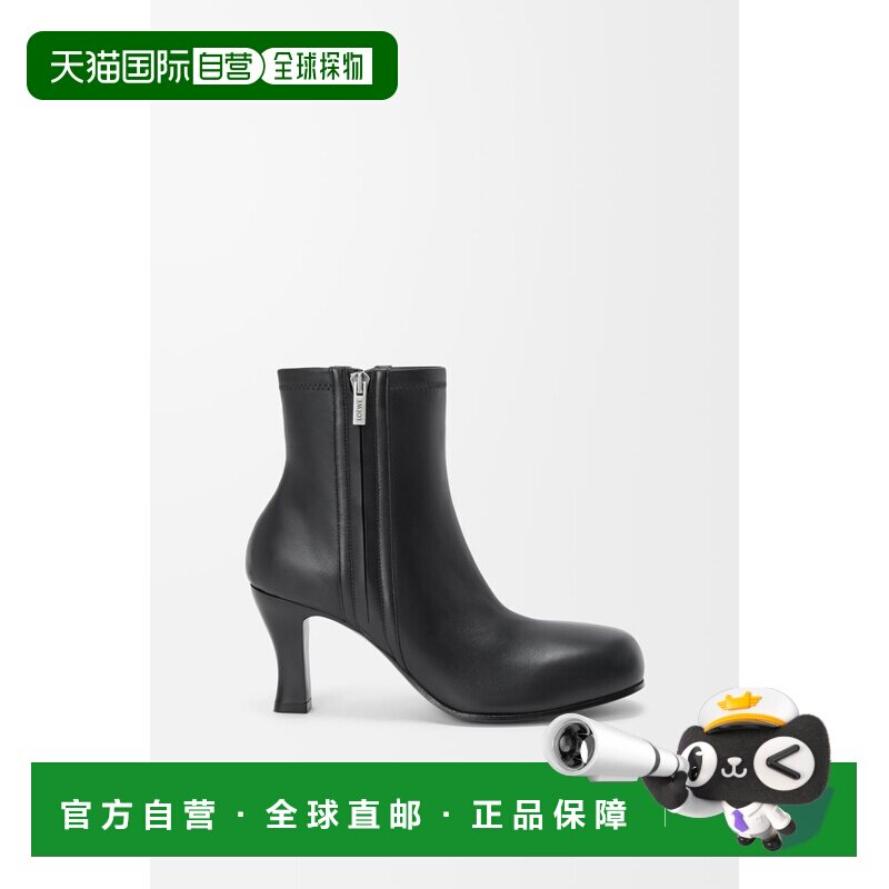 自营欧洲直邮LOEWE罗意威 Bobine女士黑色纳帕小羊皮短靴高跟