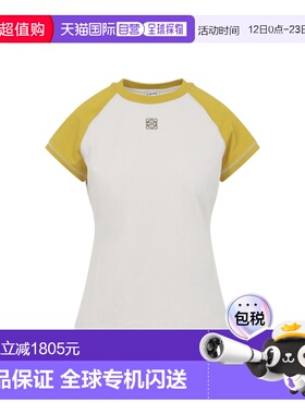1h可退 香港直邮LOEWE 罗意威 女士 黄色小号合身棉质T恤 S540Y22