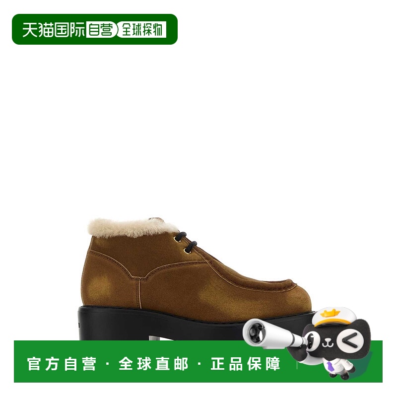 1h可退 香港直邮Miu Miu 缪缪 女士 驼色绒面革绑带鞋 5T965DFD05