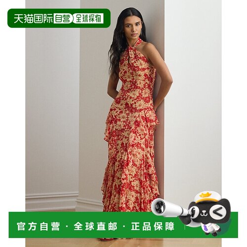 自营欧洲直邮Ralph Lauren拉夫劳伦 女士碎花乔其纱露背连衣裙