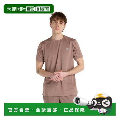 自营欧洲直邮NEW BALANCE Sport Essential男士浅灰色聚酯纤维短T
