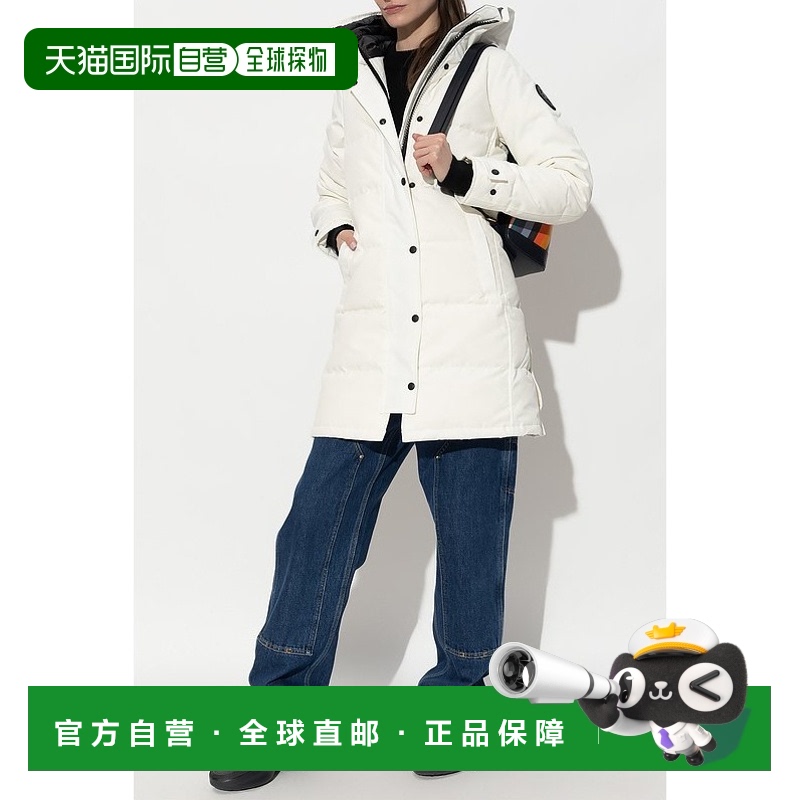1h可退 欧洲直邮canadagoose大鹅女士白色连帽休闲中款羽绒服鸭绒