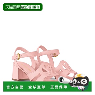 自营1h可退 欧洲直邮LV路易威登 Isola女士粉色皮革方形搭扣凉鞋