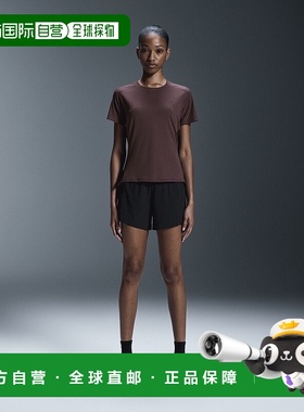 自营欧洲直邮On昂跑Performance女士深紫红色/牛棕色再生聚酯短袖