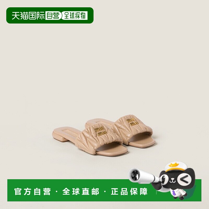 欧洲直邮MIU MIU(缪缪) 24上新 绗缝纳帕皮革穆勒鞋凉鞋拖鞋