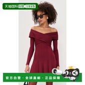 1h可退 酒红色粘胶纤维针织迷你连衣 女士 香港直邮Self Portrait