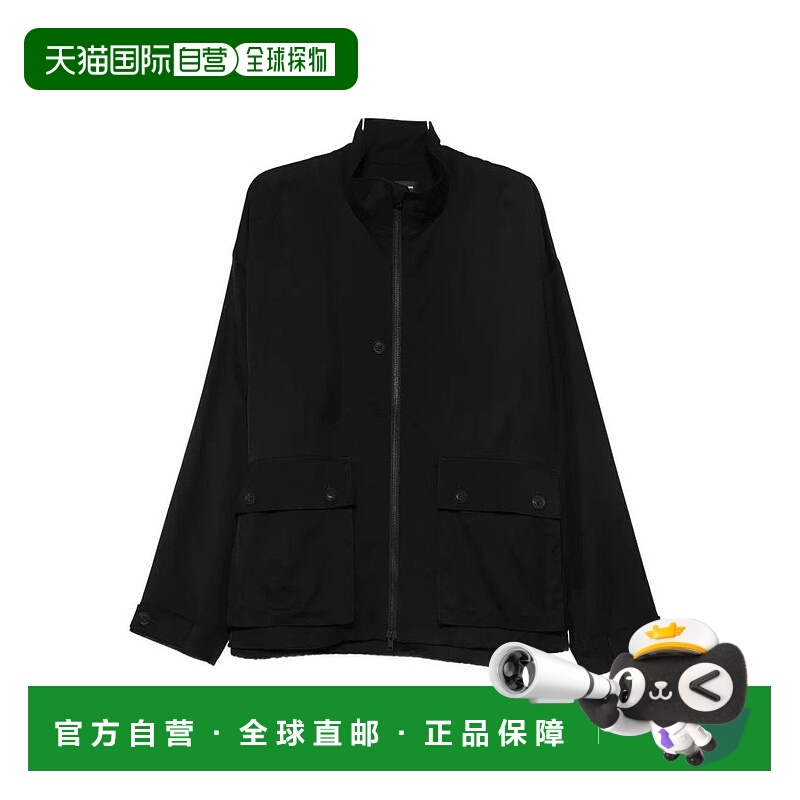 1h可退 香港直邮Y-3 男士 人造絲斜紋拉鍊大衣 JX7289BLK