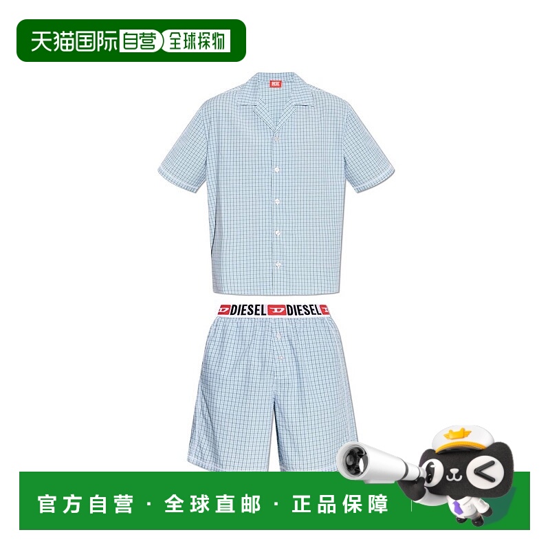 1h可退 香港直邮Diesel 迪赛 男士 兩件式格紋睡衣套裝 SETRAFAEL