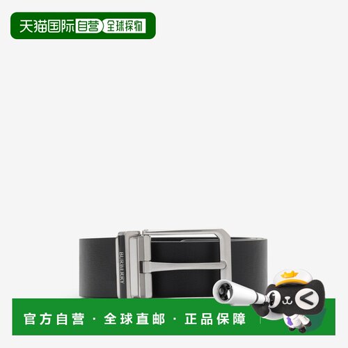 自营欧洲直邮Burberry博柏利 女士浆果红/黑色皮革珐琅徽标可翻转