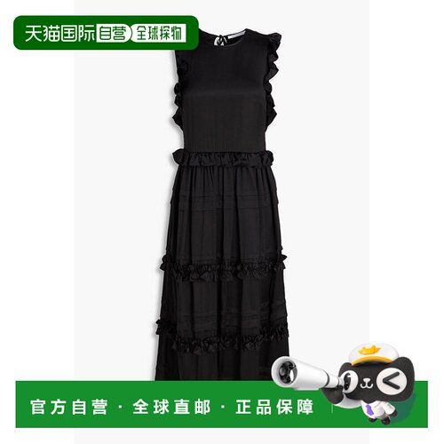 香港直邮Cecilie Bahnsen 女士 Aileen 荷叶边真丝缎中长连衣裙 4