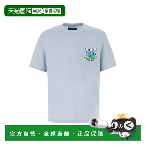 香港直邮AMIRI 男士 Powder 蓝色棉质T恤 AMTOJR1170