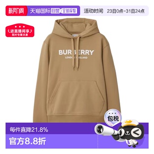 连帽卫衣 女士米色棉质字母印花长袖 自营欧洲直邮Burberry 博柏丽