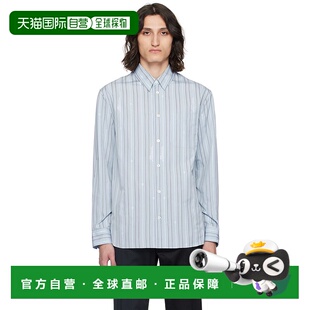 1h可退 香港直邮Versace 范思哲 男士 蓝色 Nautical Stripe 衬衫